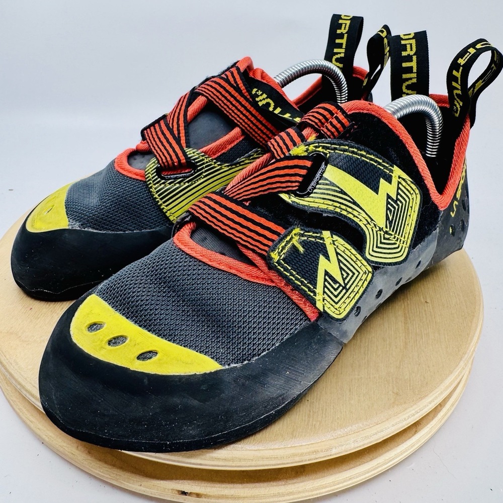 La Sportiva Oxygym Climbing Shoes Mens 6 Black Orange Yellow Rock Gym